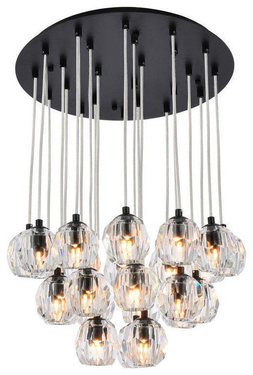 Lux Light 18.5" 24-Lights Black PendantBy Elegant Furniture & Lighting