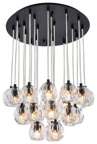 Lux Light 18.5" 24-Lights Black PendantBy Elegant Furniture & Lighting