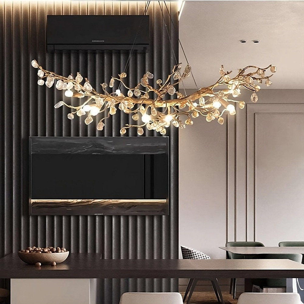 Albero Copper & Natural Crystal Stone ChandelierBy Morsale.com