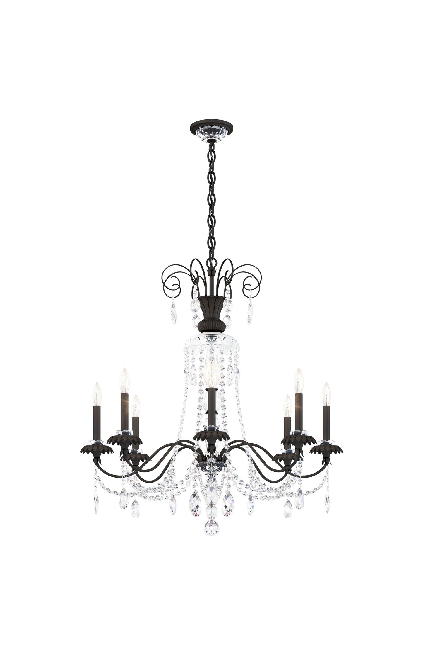 Schonbek At1008N-51H 8 Light Crystal Chandelier, BlackBy Schonbek
