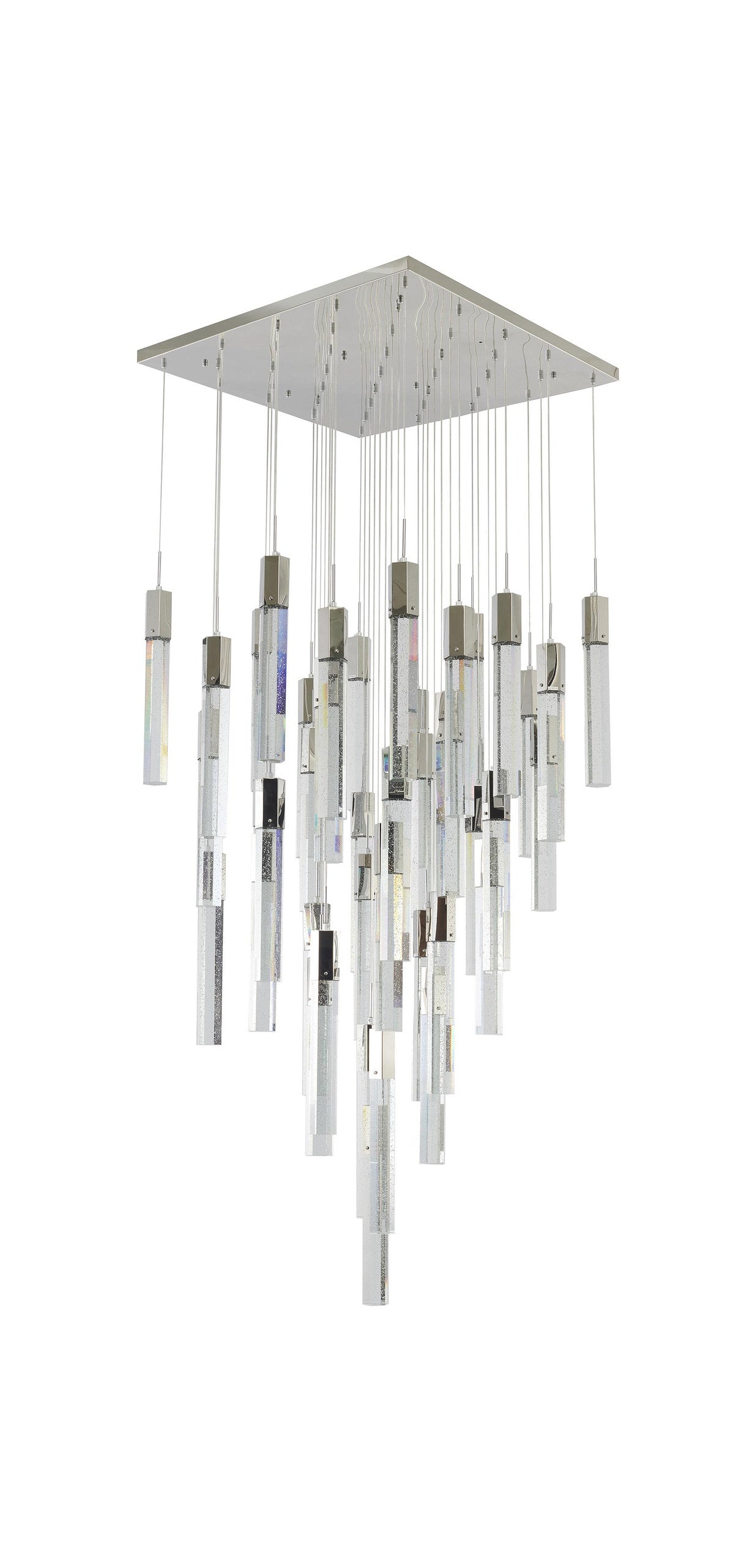 25-Light Chrome Metal Chandelier With Clear Bubble Crystal AccentsBy Design Living