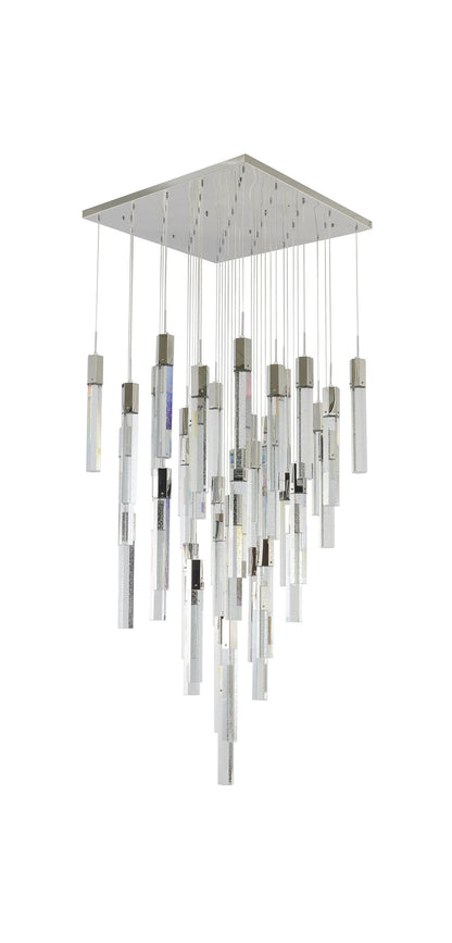 25-Light Chrome Metal Chandelier With Clear Bubble Crystal AccentsBy Design Living