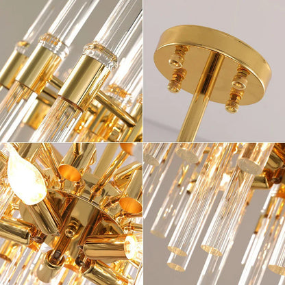 Zuccarello | Abstract Design Gold Glass Hanging Chandelier, 39.4'', 1 StyleBy Miron Demid LLC