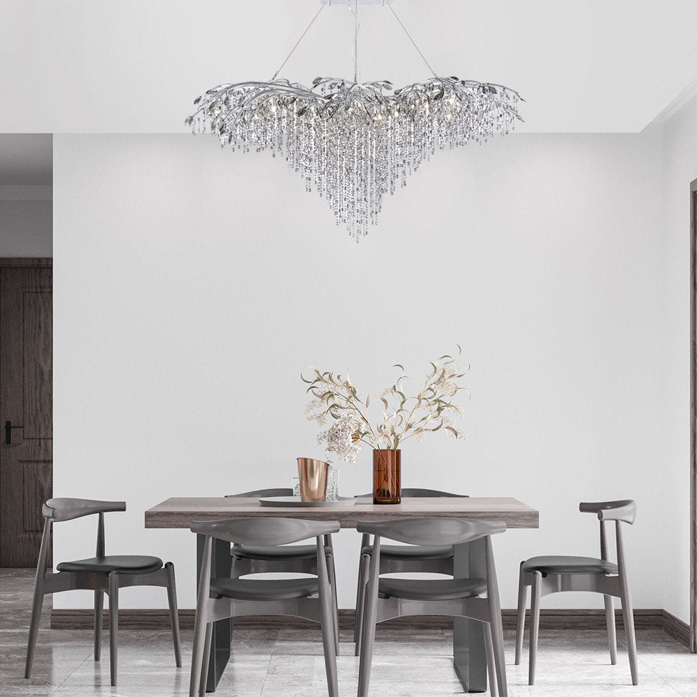 Gold Crystal Branch Chandelier With Champagne Crystals, SilverBy Design Living