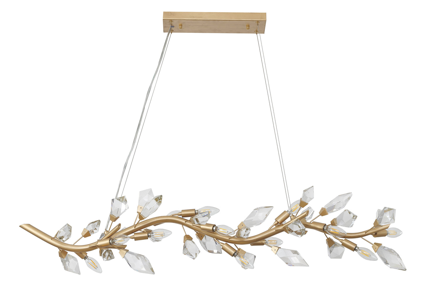 12-Light Gold Branch Chandelier With Clear Crystal PetalsBy Design Living