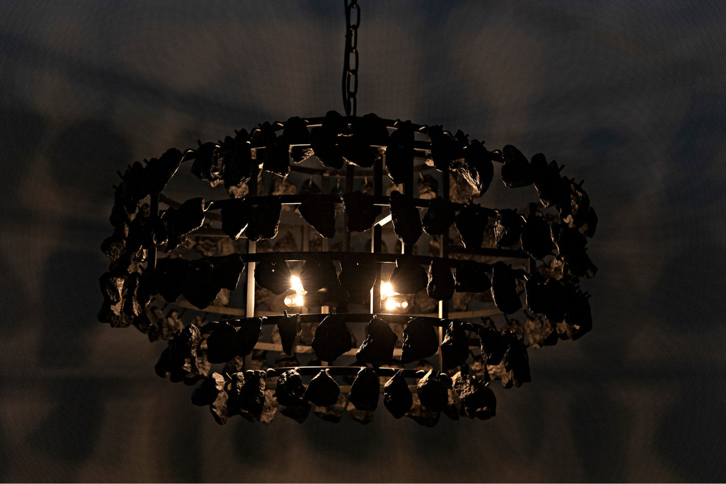 Vulcan Chandelier, Black Steel With Black GlassBy Noir