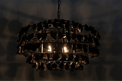 Vulcan Chandelier, Black Steel With Black GlassBy Noir