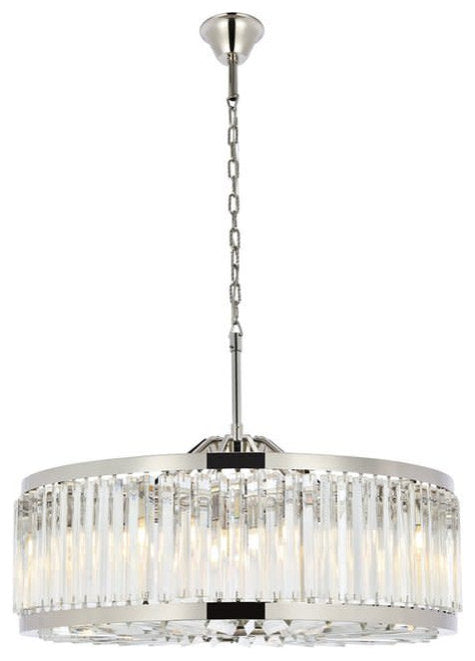 Elegant Lighting 1203D35/RC Chelsea 10 Light 36"W Crystal Drum - PolishedBy Elegant Furniture & Lighting