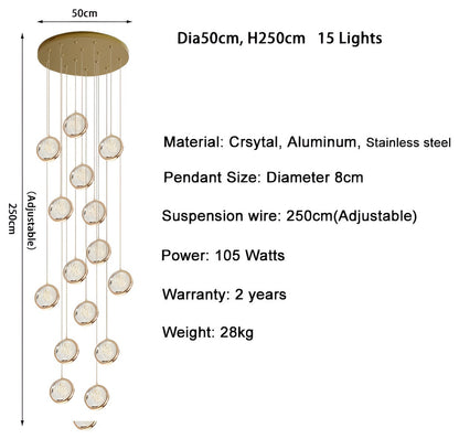 Corniglia | Staircase Crystal Chandelier, 15 LightsBy Miron Demid LLC