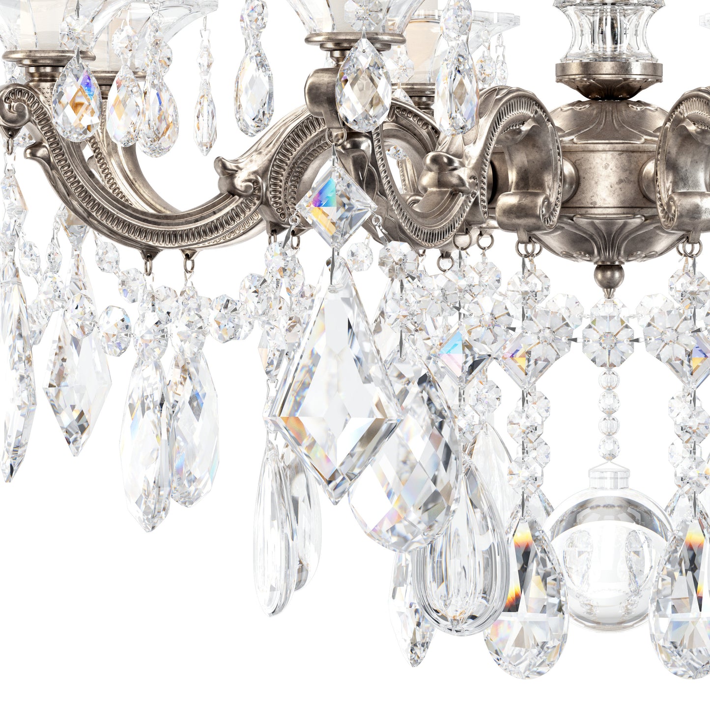 Schonbek 5073-48S 8 Light Crystal Chandelier, Antique SilverBy Schonbek