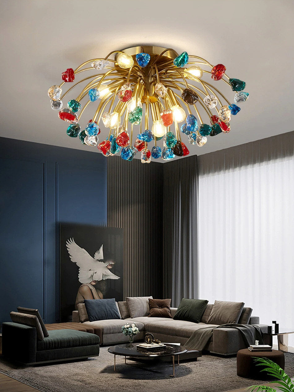 Aggius | Colorful Crystal Led Round Ceiling Chandelier, 23.6", ColorfulBy Miron Demid LLC