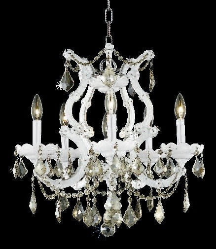 Maria Theresa 6 light crystal chandelier in white finish