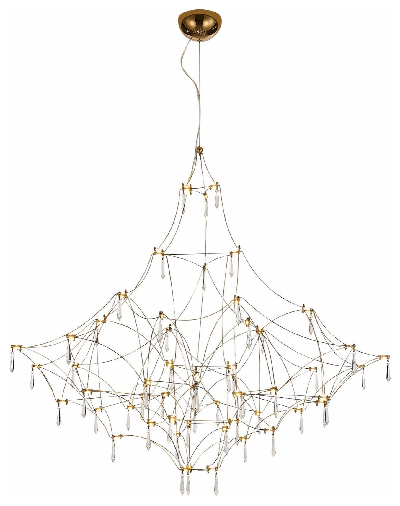 Cube Design Crystal LED Chandelier for Living Room, Bedroom, Gold, Dia39.4xh39.4", Warm Light, DimmableBy Miron Demid LLC