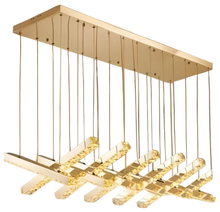 Stylish Crystal LED Chandelier, Gold, 12 Lights, Non-Dimmable, Cool LightBy Miron Demid LLC