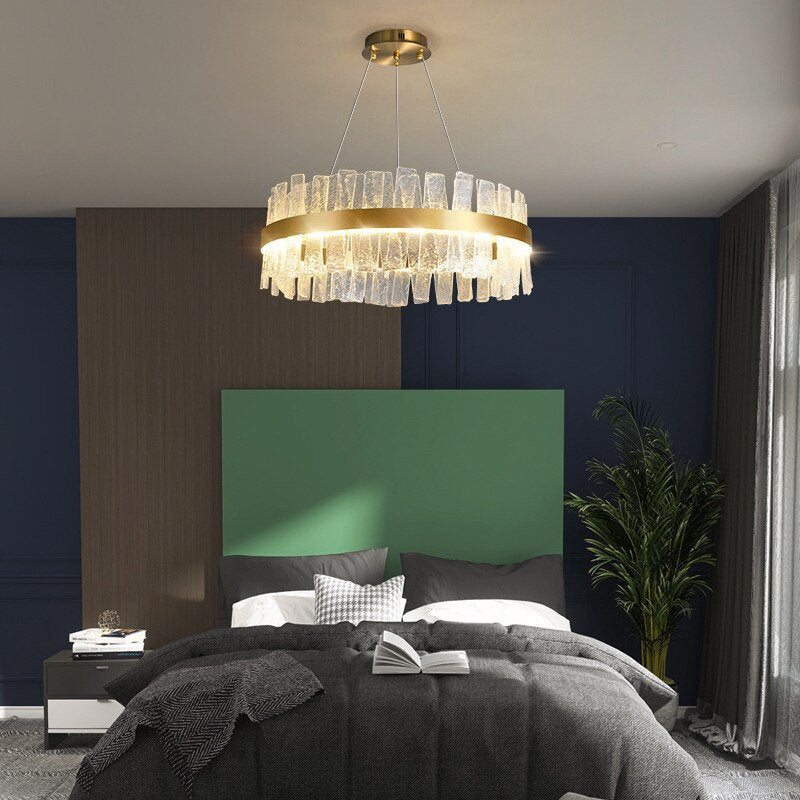 Kortrijk | Round Gold Glass Led Chandelier for Bedroom, Medium - Dia23.6" / 60cmBy Miron Demid LLC