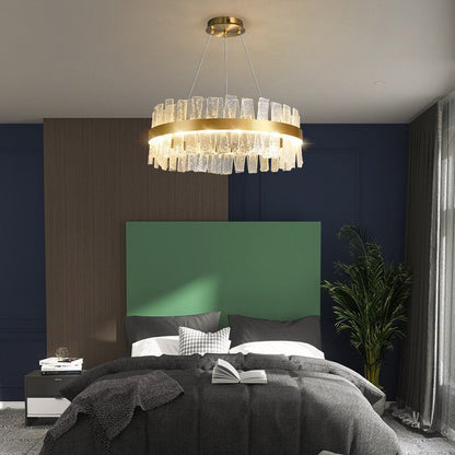 Kortrijk | Round Gold Glass Led Chandelier for Bedroom, Medium - Dia23.6" / 60cmBy Miron Demid LLC