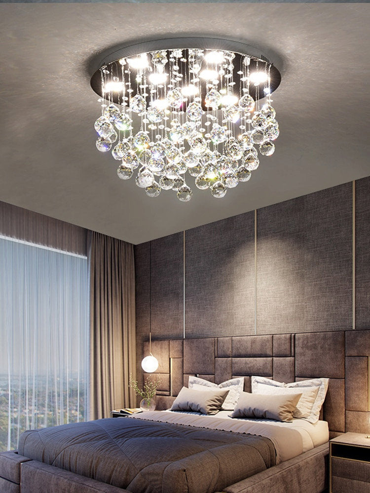 Inverigo | Luxury Round Crystal LED Ceiling Lamp for Living Room, Bedroom, Dia39.4xh17.7", Warm LightBy Miron Demid LLC