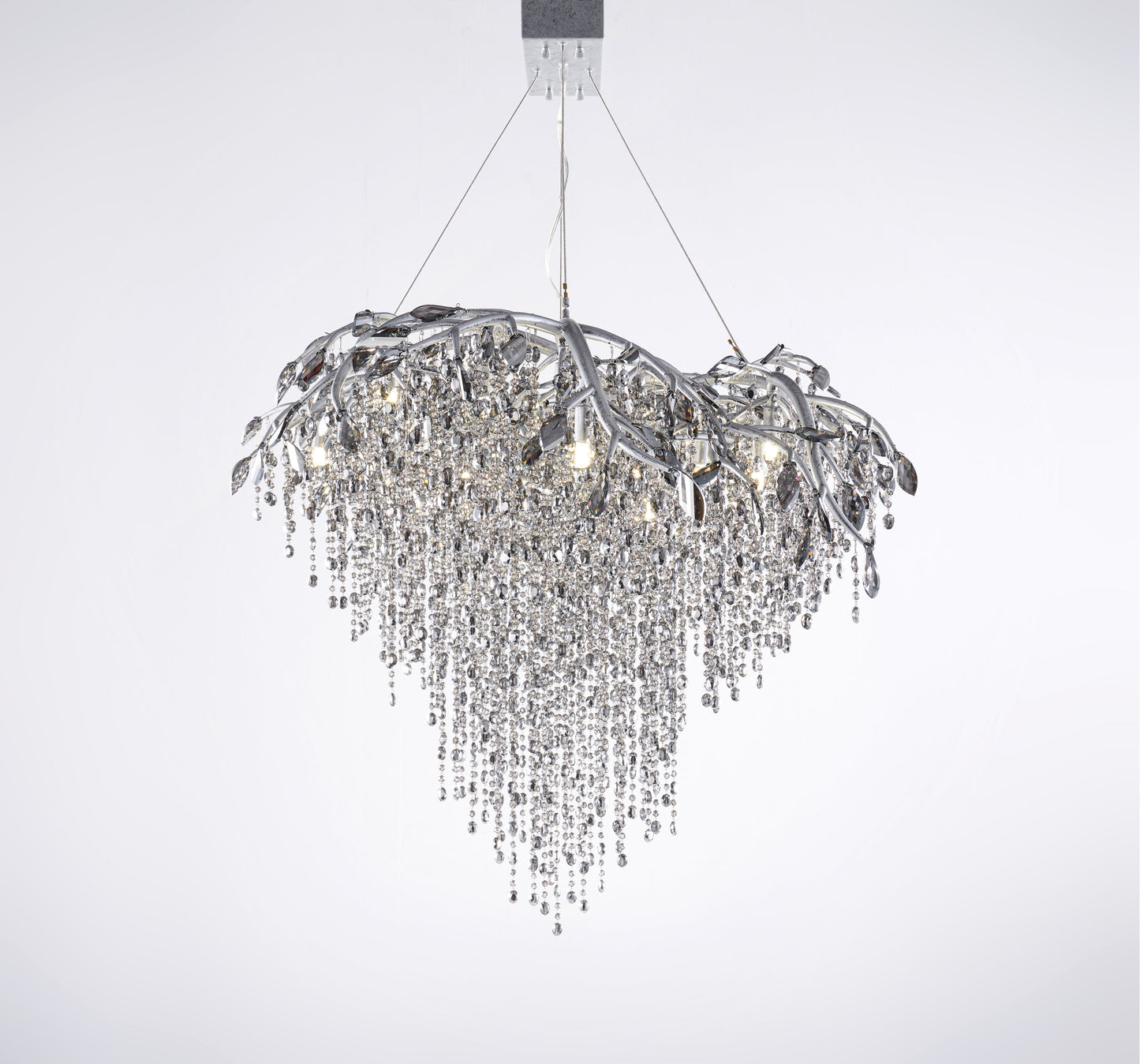 Gold Crystal Branch Chandelier With Champagne Crystals, SilverBy Design Living