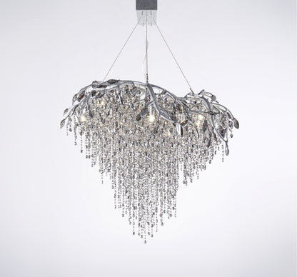 Gold Crystal Branch Chandelier With Champagne Crystals, SilverBy Design Living