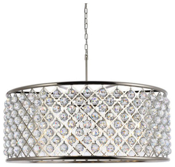Elegant Lighting 1214G43/RC Madison 10 Light 44"W Crystal Drum - PolishedBy Elegant Furniture & Lighting