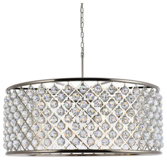 Elegant Lighting 1214G43/RC Madison 10 Light 44"W Crystal Drum - PolishedBy Elegant Furniture & Lighting
