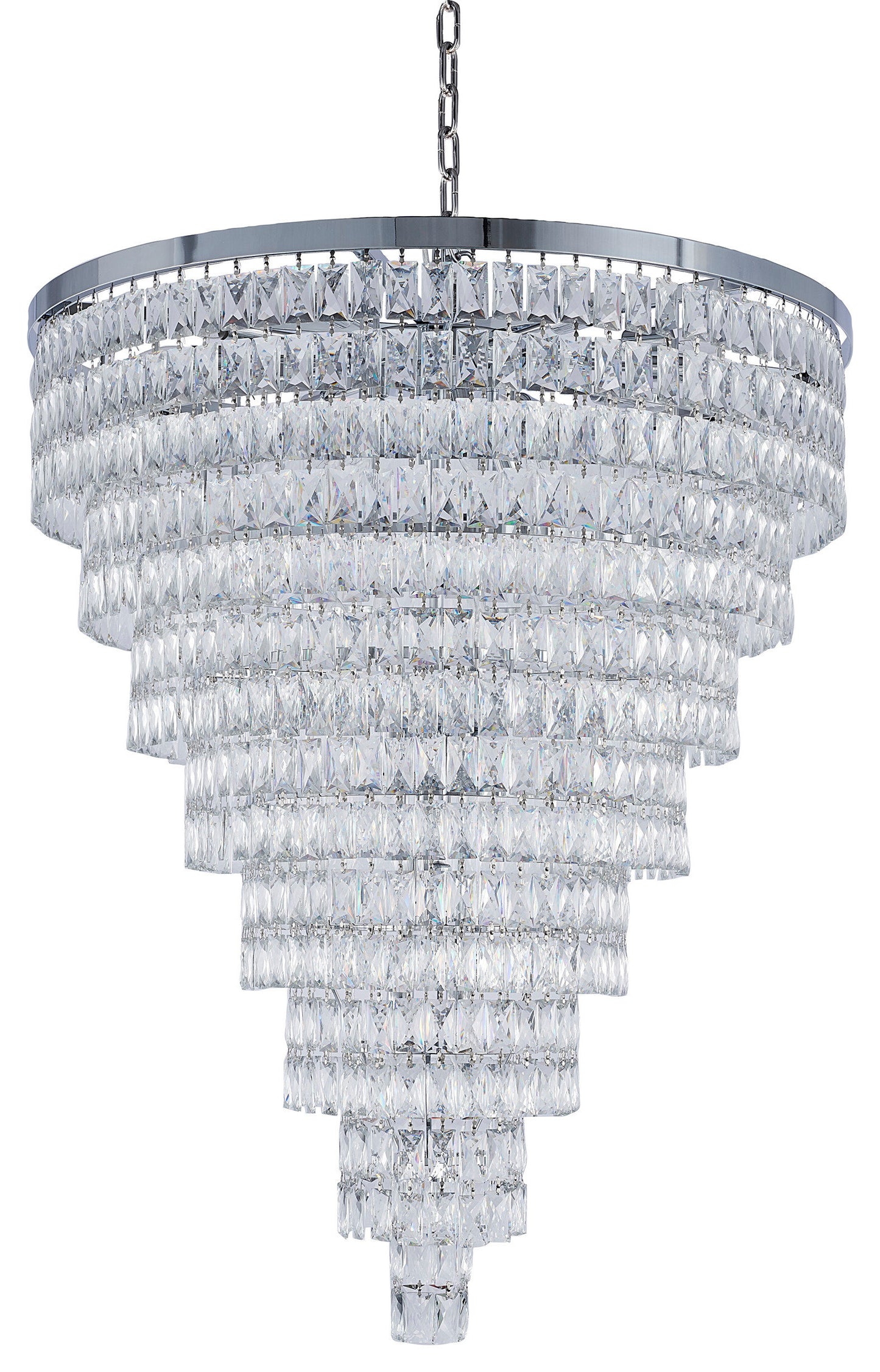 36" 30-Light Chrome Iron 8-Tier Chandelier With Clear CrystalsBy Design Living