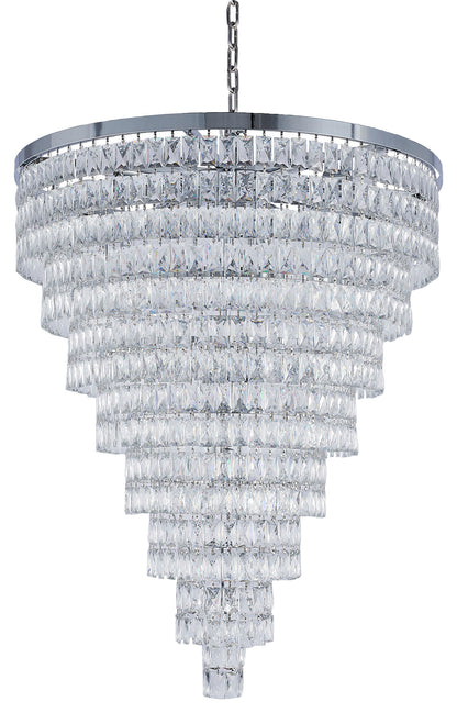 36" 30-Light Chrome Iron 8-Tier Chandelier With Clear CrystalsBy Design Living