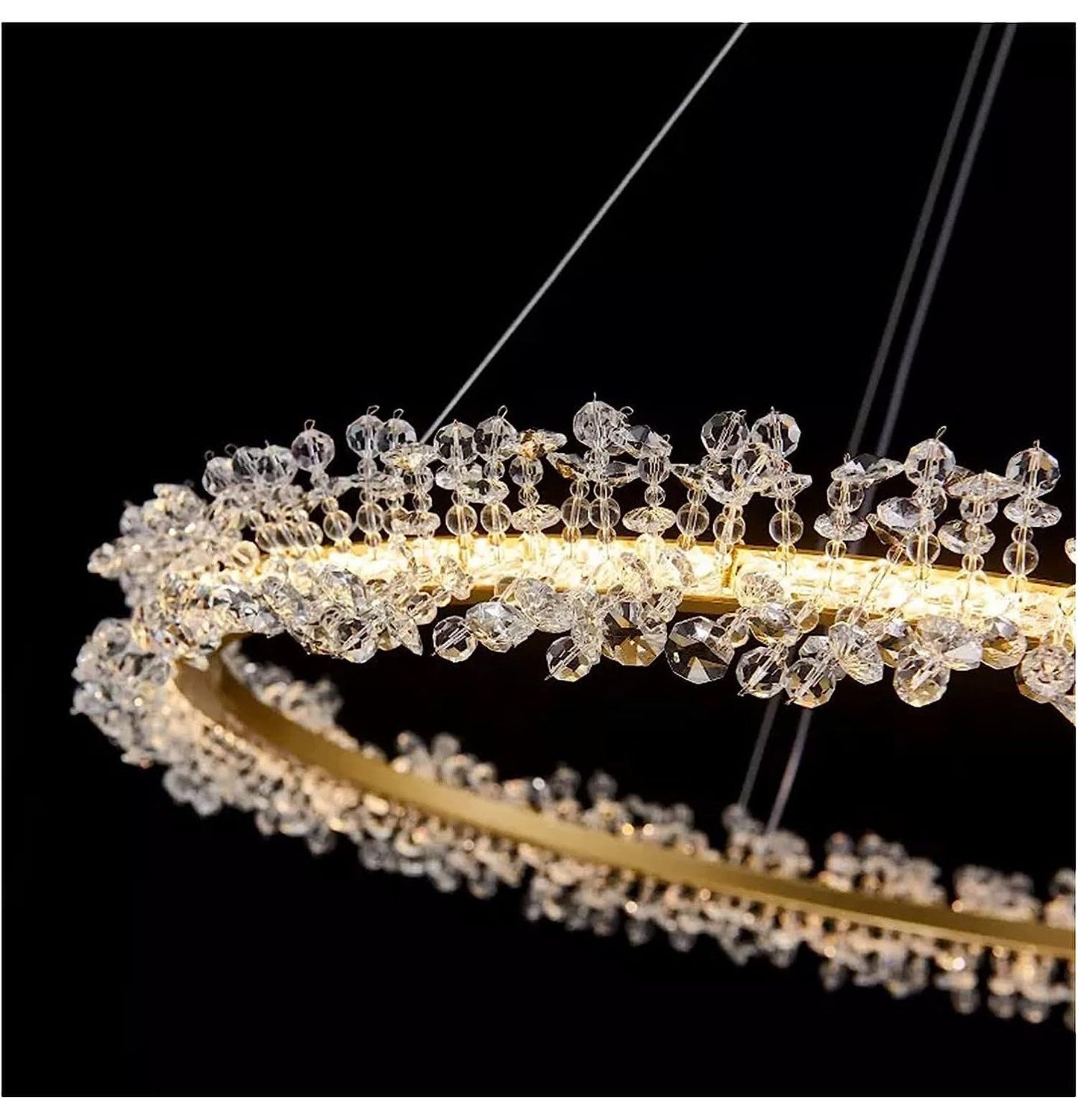 Versoix | Creative Crystal LED Pendant Light in the Shape of Rings, Dia15.7+23.6+31.5", Remote DimmingBy Miron Demid LLC