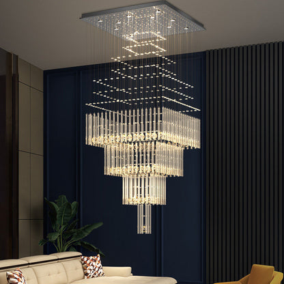 Tourrette-Levens | Modern Crystal LED Ceiling Chandelier with Square Base, 20 Lights, Cool LightBy Miron Demid LLC