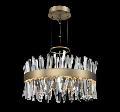 Allegri Glacier LED Chandelier, Brushed Champagne Gold, 25.00By Allegri Crystal by Kalco Lighting