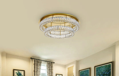 Elegant Lighting 3503F33L2 Monroe 2 Light 34"W LED Semi-Flush - BlackBy Elegant Furniture & Lighting