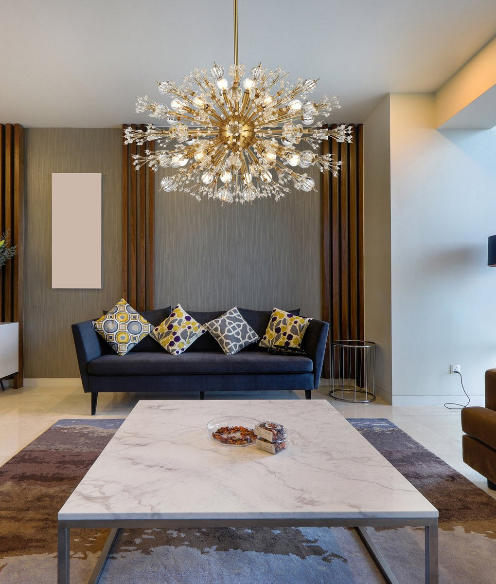 Elegant Lighting 2500D36SG Vera 36 inch crystal starburst oval pendant in goldBy Elegant Furniture & Lighting