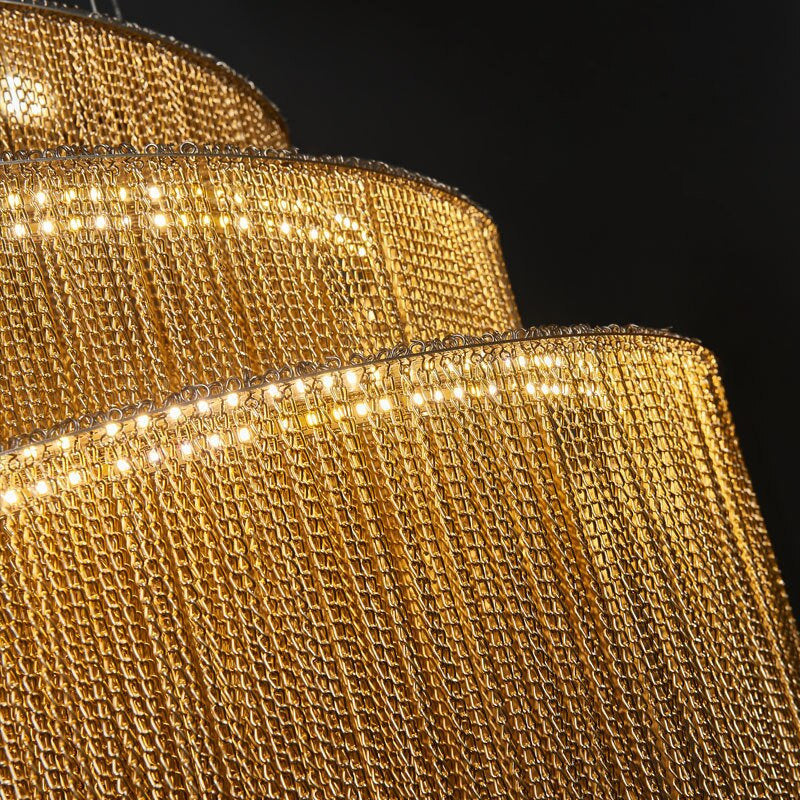 Toudon | Outstanding Silver/Gold Long Chain Chandelier , Gold, Dia23.6By Miron Demid LLC