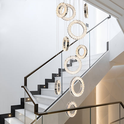 Baveno | Hanging Crystal Lighting for Staircase, 15 LightsBy Miron Demid LLC