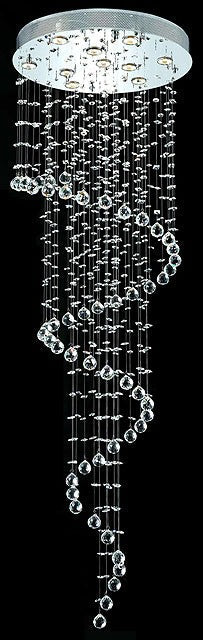 10 light polished chrome Contemporary spiral Crystal Chandelier