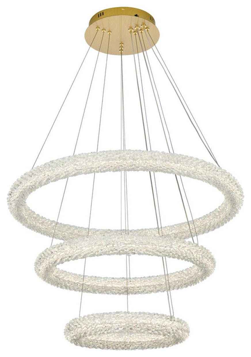 Bowen 3 Light Chandelier, Satin GoldBy Elegant Furniture & Lighting