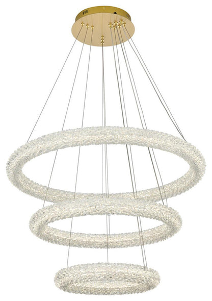Bowen 3 Light Chandelier, Satin GoldBy Elegant Furniture & Lighting