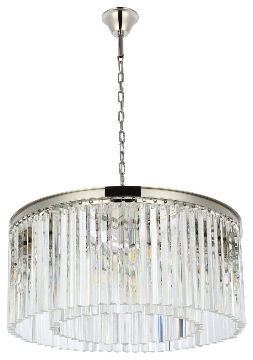 Elegant Lighting 1208D31/RC Sydney 8 Light 32"W Crystal Drum - Matte BlackBy Elegant Furniture & Lighting