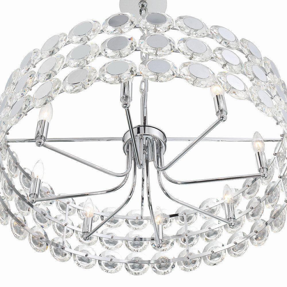 Chrome Eight Light Chandelier from the Perrene CollectionBy Eurofase Lighting