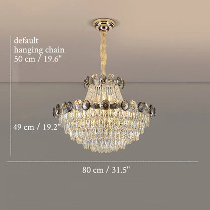 European Chic Round Crystal Chandelier, Dia31.5 X H19.3", Warm LightBy Miron Demid LLC