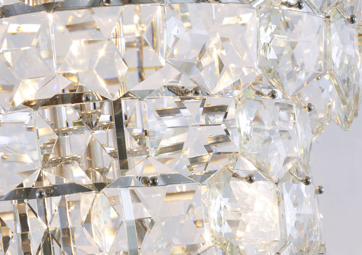 7 Tier Chrome Frame Chandelier With Clear Hanging CrystalsBy Design Living