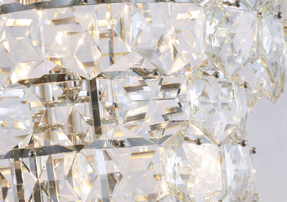 7 Tier Chrome Frame Chandelier With Clear Hanging CrystalsBy Design Living