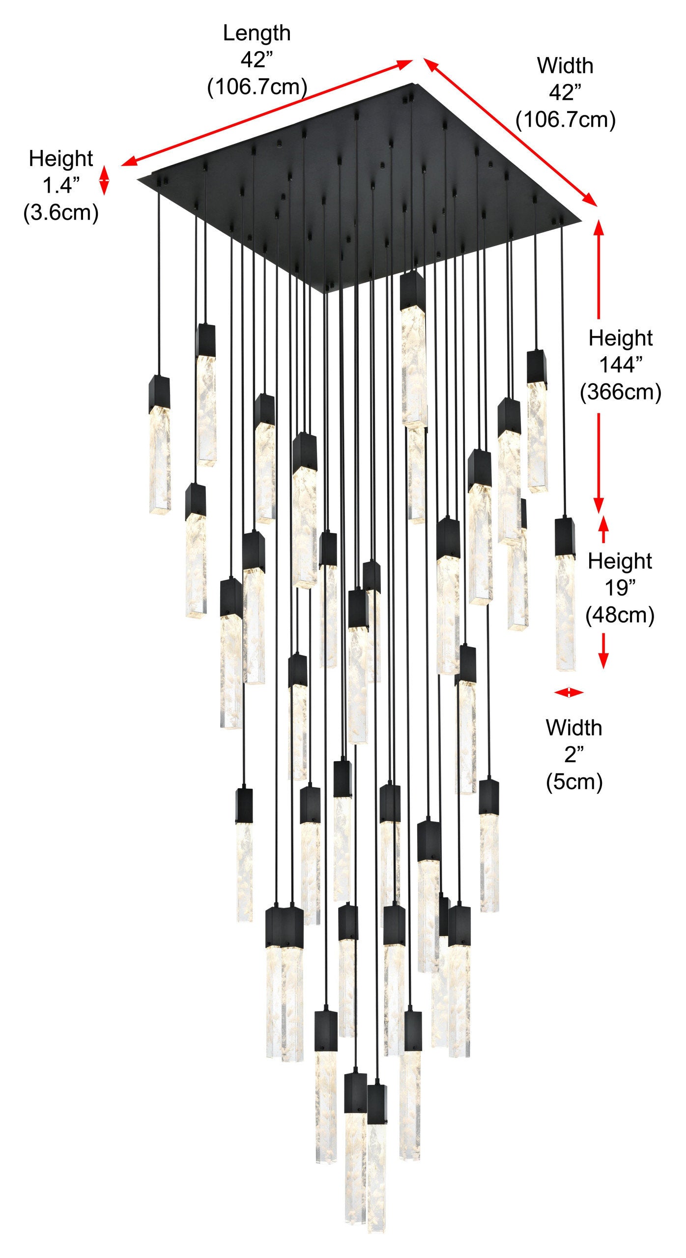 Home Living 42" Chandelier, BlackBy Home Living