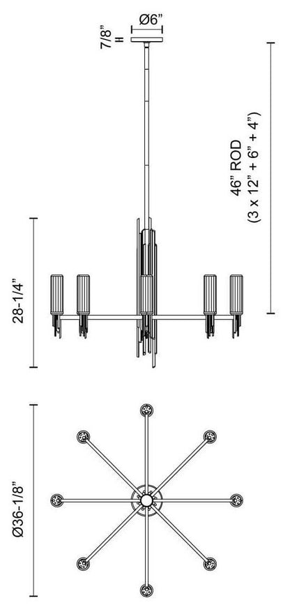 Alora Lighting Torres 8 Light 36" Chandelier, Vintage BrassBy Kuzco Lighting LLC