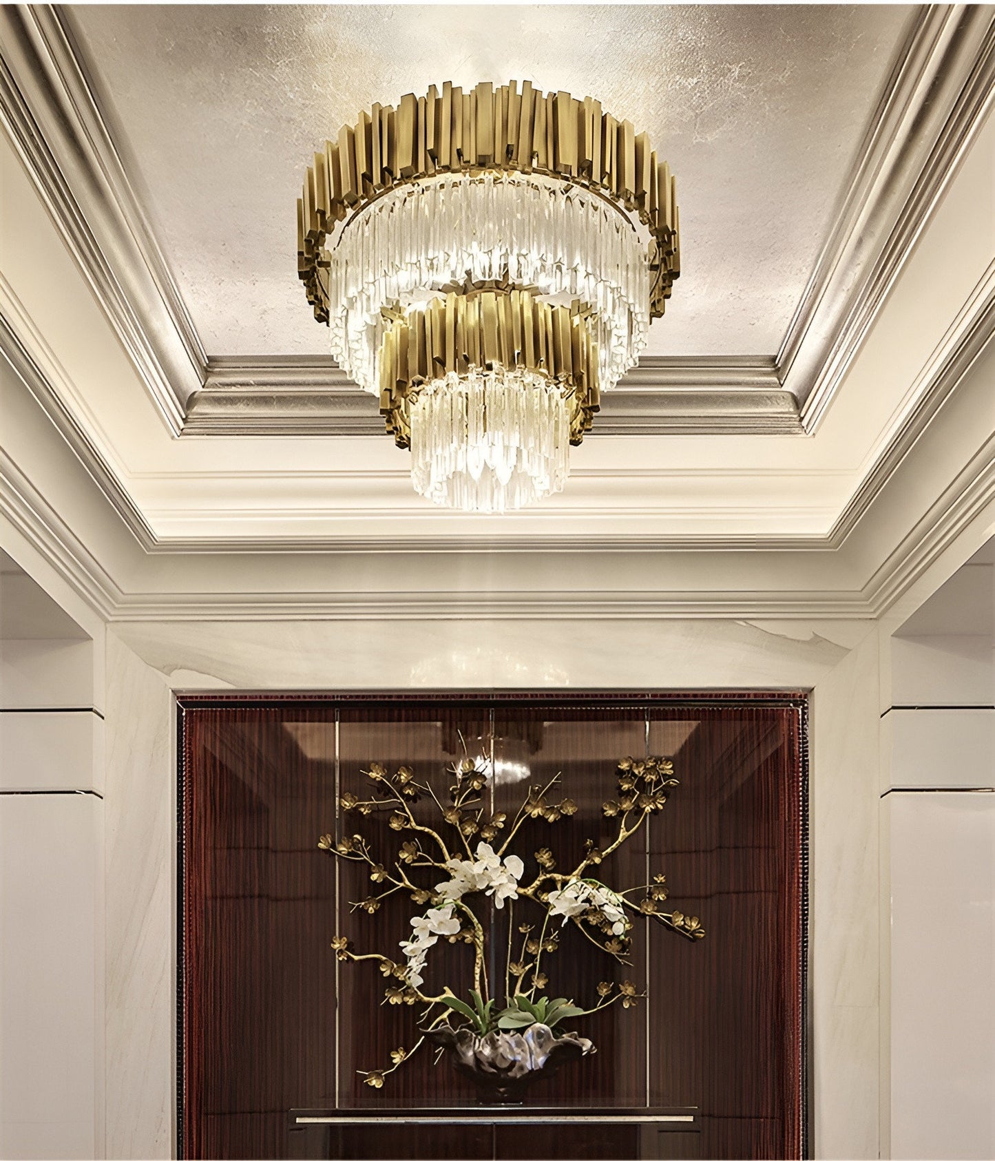 Beausoleil | Empire Gold Crystal Chandelier For Stairway, Dia 31.5'' 2 LayersBy Miron Demid LLC