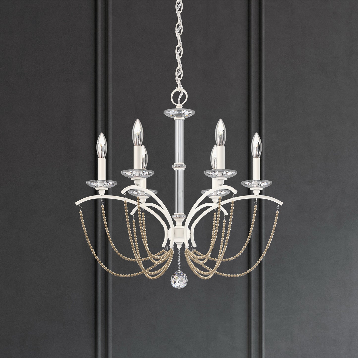 Schonbek Bc7106N-06Pbz 6 Light Crystal Chandelier, WhiteBy Schonbek