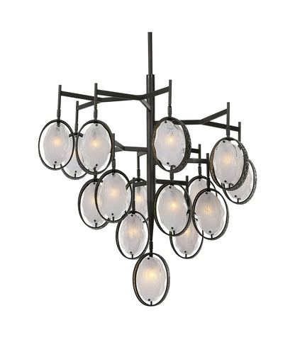 Oversize Glass Oval Slabs Bronze 15 Light Chandelier Modern White Swirl PendantsBy My Swanky Home