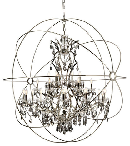 Elegant 1130G60PN-SS/RC Geneva 25-Light Polished Nickel Chandelier Silver ShadeBy Elegant Furniture & Lighting