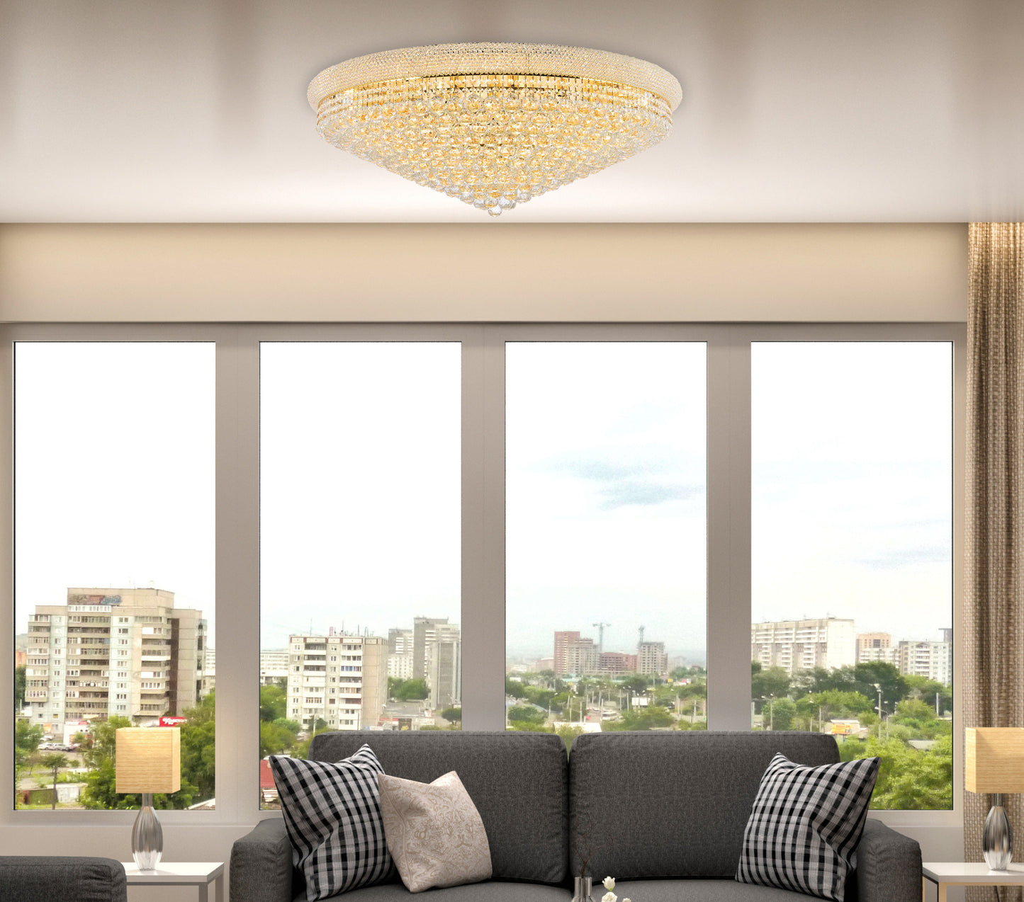Elegant Lighting V1800F42/RC Primo 30 Light 42"W Flush Mount - GoldBy Elegant Furniture & Lighting