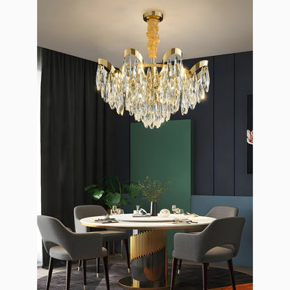 Albisola Superiore | Aristocratic Gold Crystal Ceiling Chandelier, 15 Lights - Dia31.5" / Dia80cmBy Miron Demid LLC